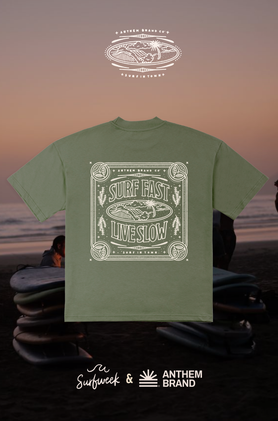 Surf Heavy Tee in Army | AnthemBrand&SurfWeek
