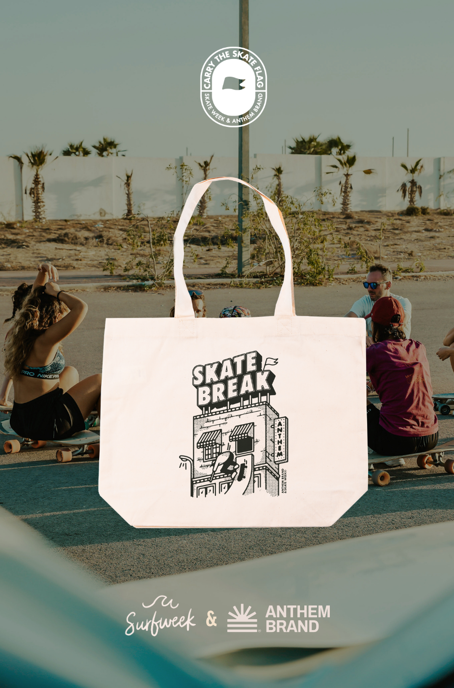Skate Organic Totebag in Ivory| AnthemBrand&SurfWeek