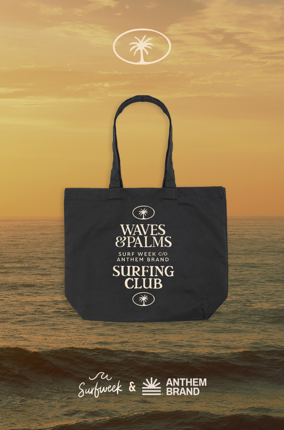 Waves Organic Totebag in Black| AnthemBrand&SurfWeek